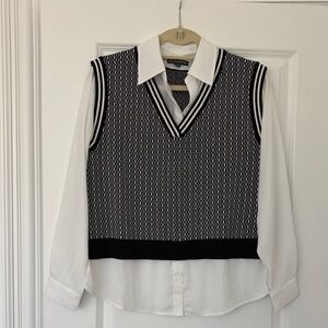 Adrianna Papell Black and White Knit Top